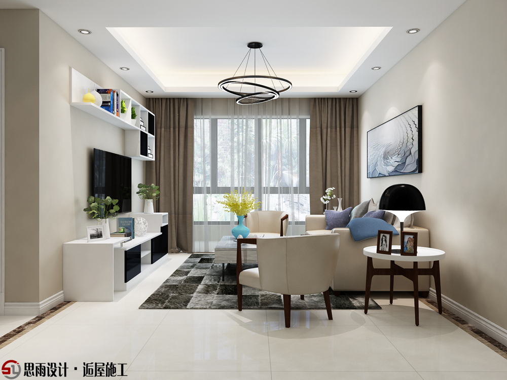 三居 80后 现代 客厅图片来自思雨易居设计-包国俊在《现代生活》扬州128平3居现代风的分享