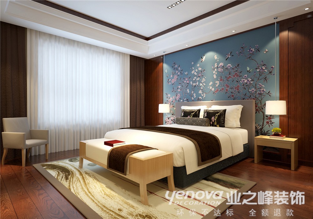 卧室图片来自青岛业之峰装饰--小娟在映月公馆珑台160新中式的分享