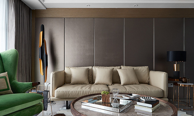 客厅图片来自家装大管家在120平后现代3居室 硬朗独特气质的分享