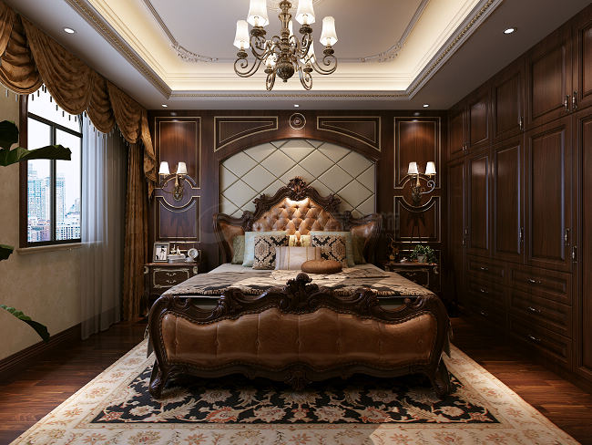 欧式 复式 高档装修 别墅 西安装修 卧室图片来自西安城市人家装饰王凯在300㎡欧式大宅，就是这个范儿的分享