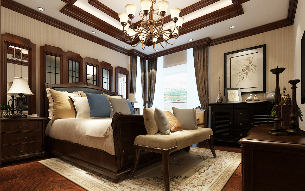 别墅 美式 卧室图片来自轻舟装饰-90后的华仔在孔雀城剑桥郡-500平米-美式风格的分享
