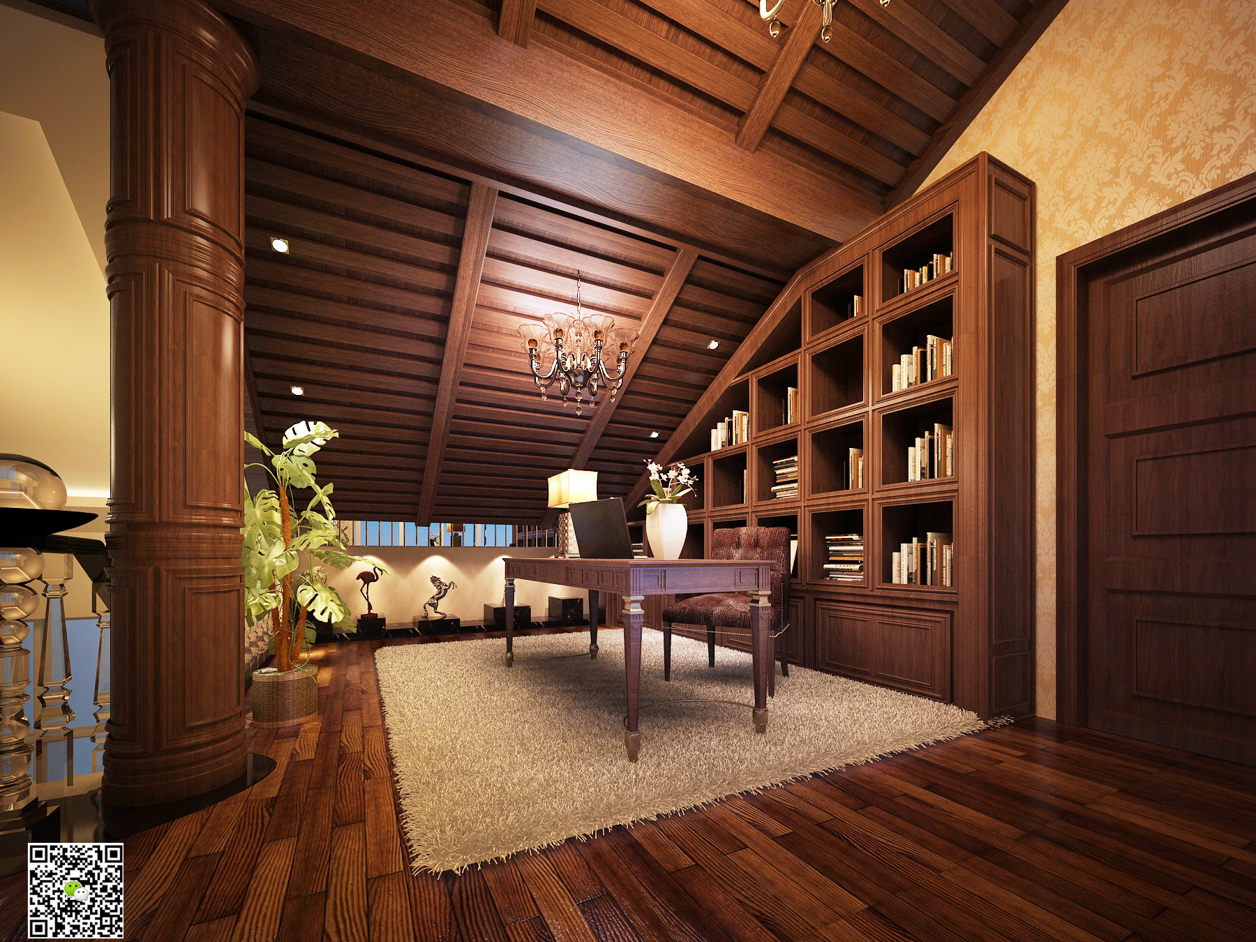 书房图片来自日升装饰秋红在曲江公馆别墅欧式风格的分享