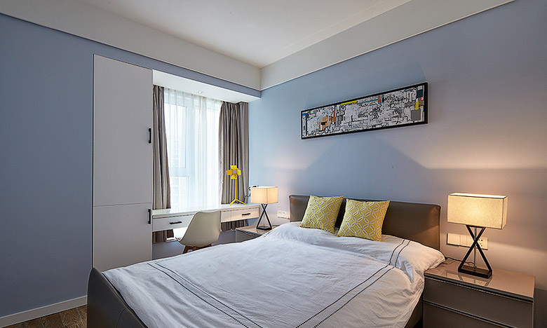 简约 现代 三居 白领 卧室图片来自家装大管家在满心愉悦 122平现代雅致时尚3居的分享