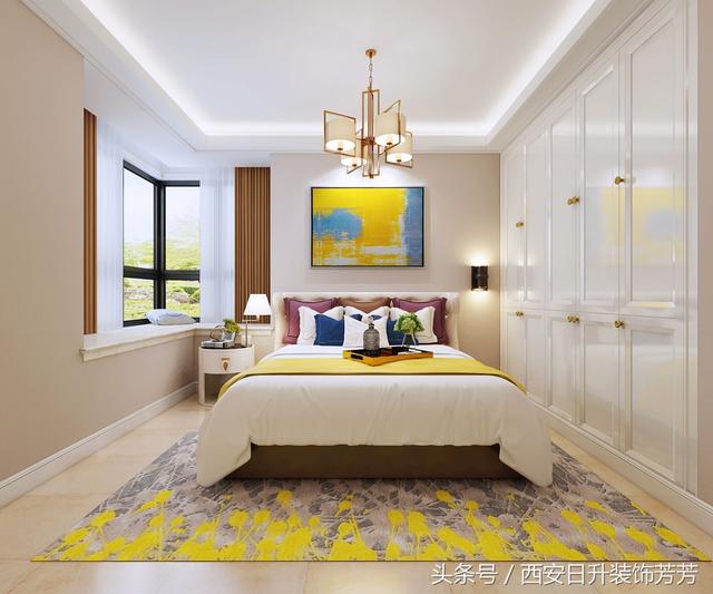 现代三居室 130平装修 日升装饰 现代简约装 卧室图片来自装修设计芳芳在130平米现代简约三居室的分享