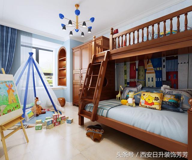 现代三居室 130平装修 日升装饰 现代简约装 儿童房图片来自装修设计芳芳在130平米现代简约三居室的分享