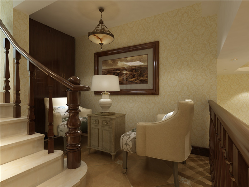龙发装饰 泊郡 美式 四居室 室内装修 楼梯图片来自龙发装饰天津公司在泊郡200平米美式风格的分享