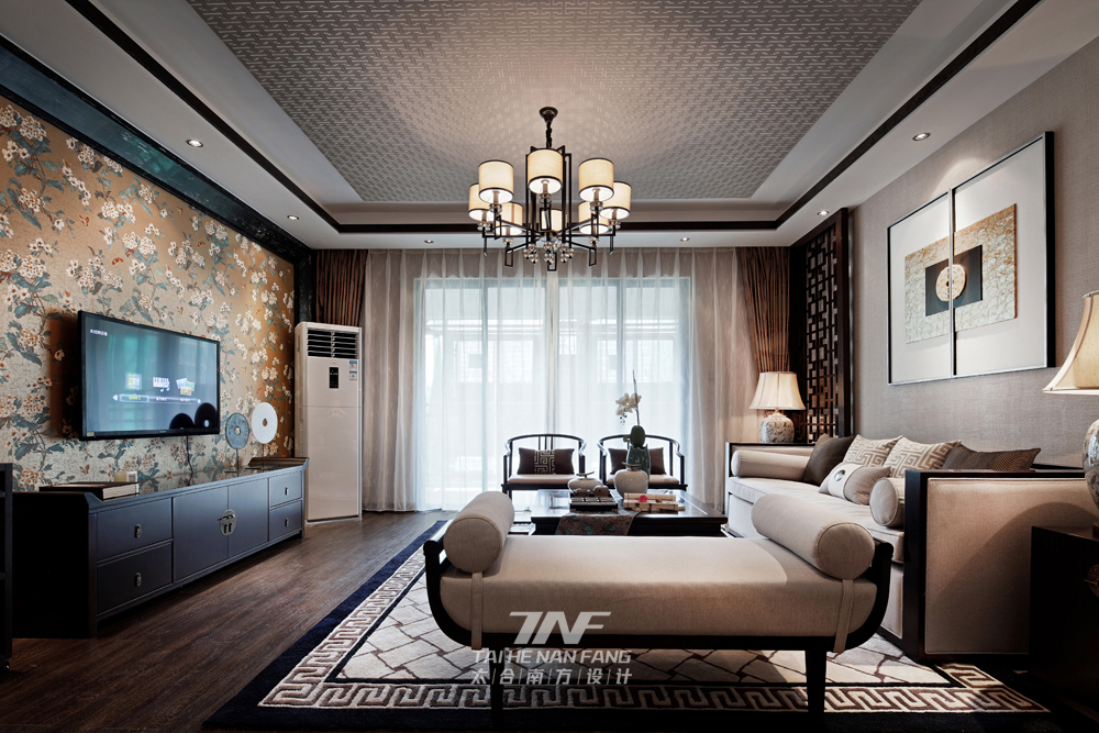 新中式风格 样板房设计 王五平　 三居　 四居 客厅图片来自王五平设计在深圳海航城F户型样板房的分享