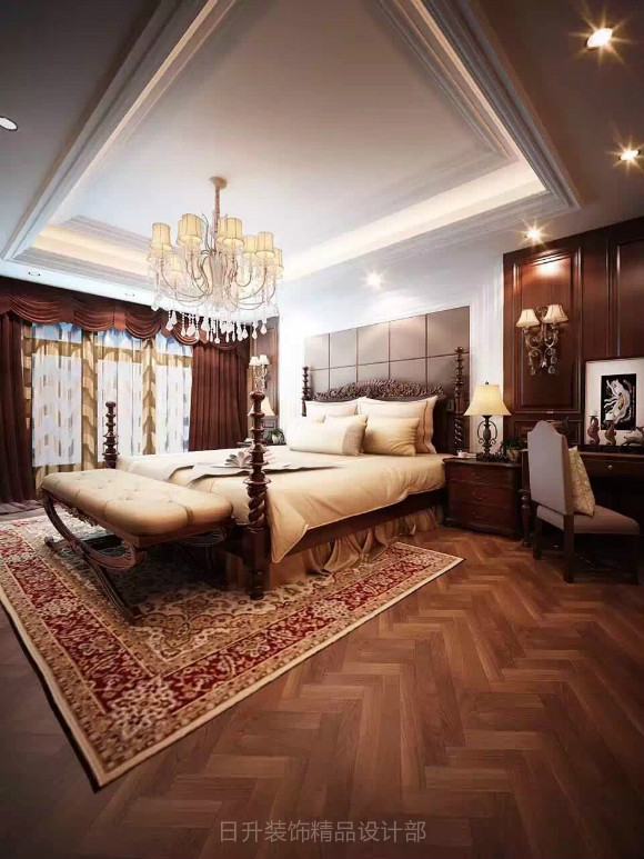 卧室图片来自日升嬛嬛在380平别墅美式风格装修的分享