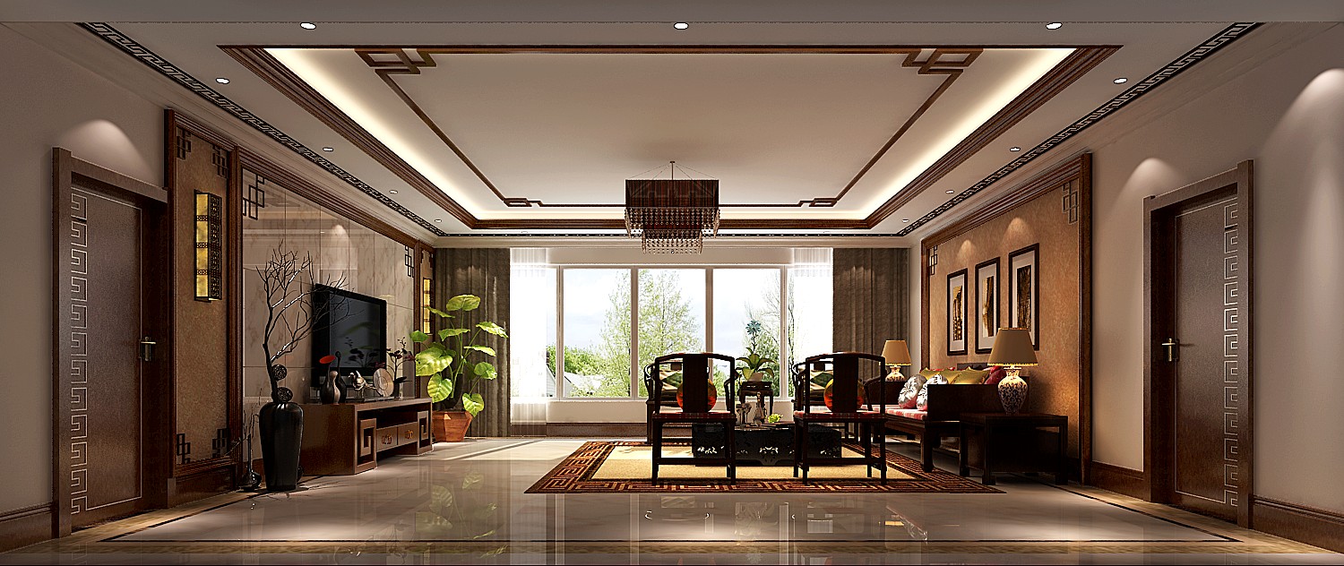 别墅 白领 客厅图片来自北京高度国际装饰在西山一号院380㎡新中式的分享