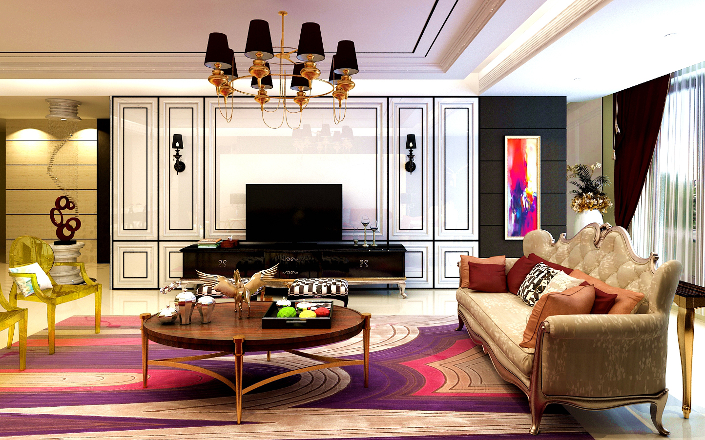 欧式 客厅图片来自轻舟装饰-90后的华仔在长安太和-300平米-欧式风格的分享
