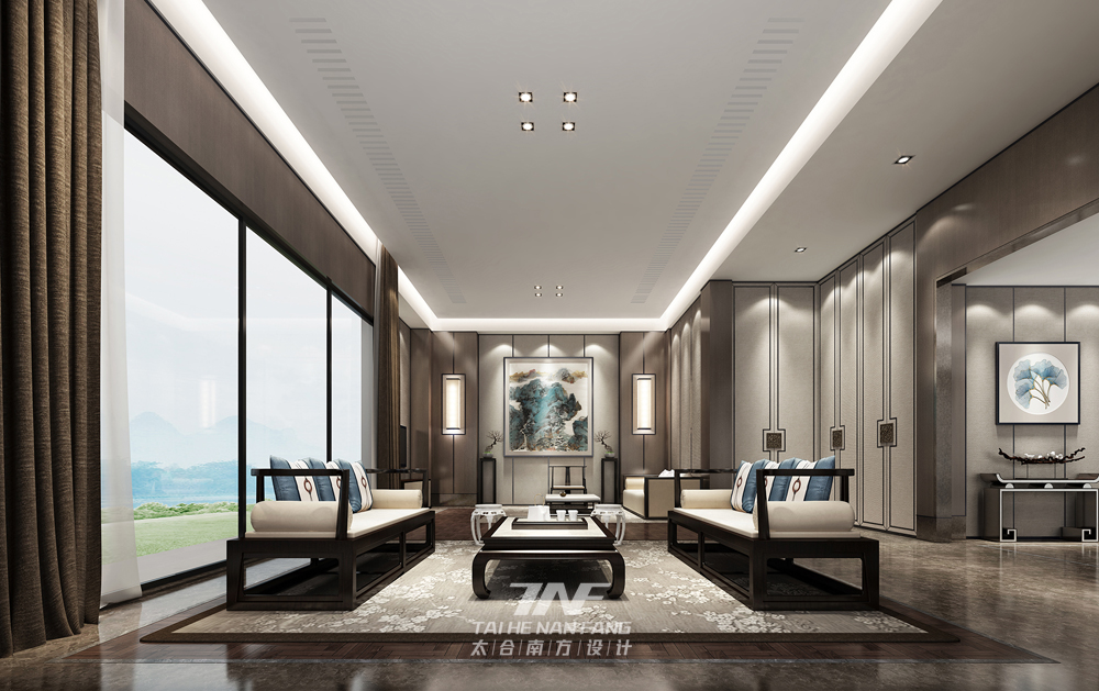 新中式风格 样板房设计 别墅设计 客厅图片来自王五平设计在柳州冠亚宽庐独栋别墅样板房的分享