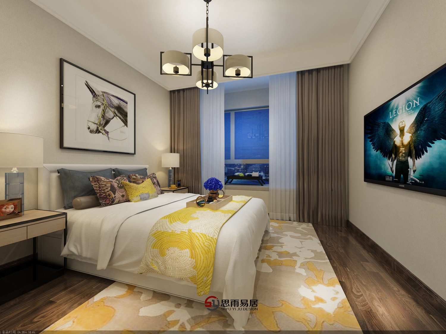 三居 现代风格 扬州君悦华 108平方米 装修案例 卧室图片来自思雨易居设计在君悦华府108平现代风格《静》的分享