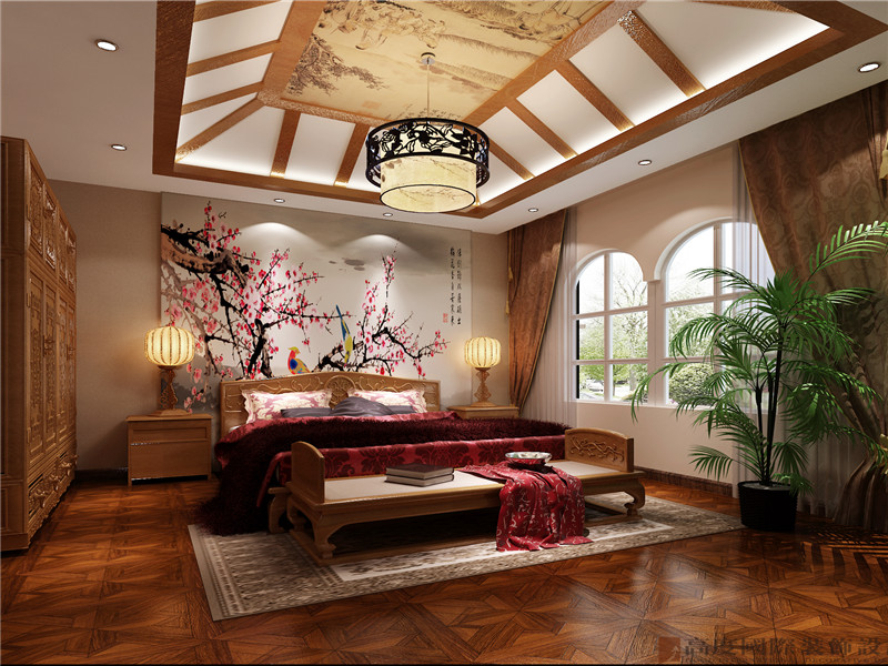中式 现代 三居 白领 小资 卧室图片来自北京高度国际装饰在金色漫香苑140㎡现代中式的分享