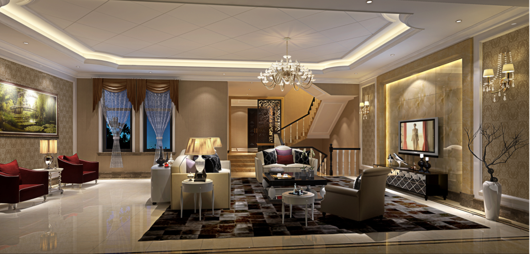 别墅 客厅图片来自尚筑装饰在欧香小镇320平米 现代风格的分享