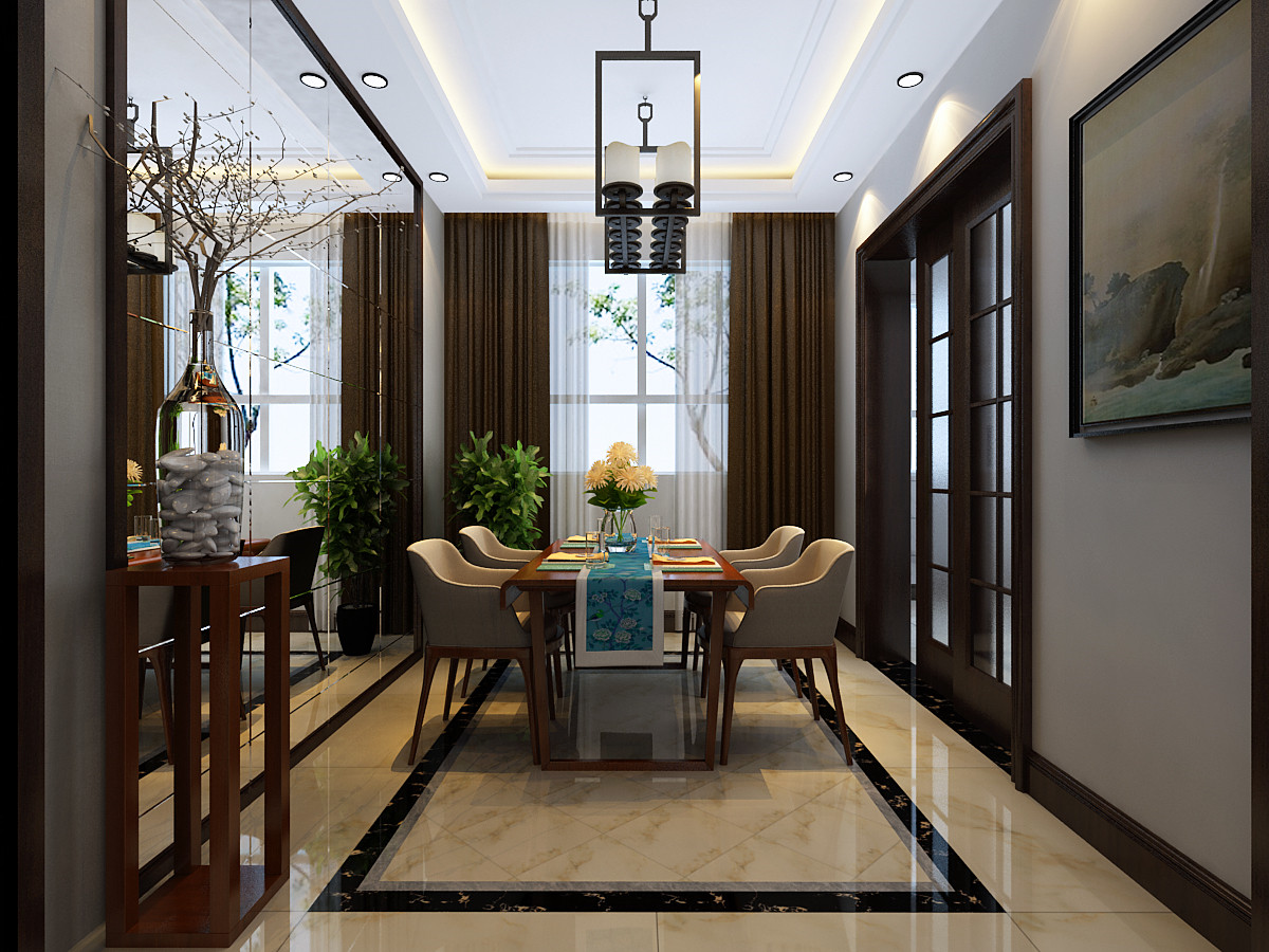 龙发装饰 天房天拖 三居 新中式 中式 餐厅图片来自龙发装饰天津公司在天房天拖130平米新中式风格的分享