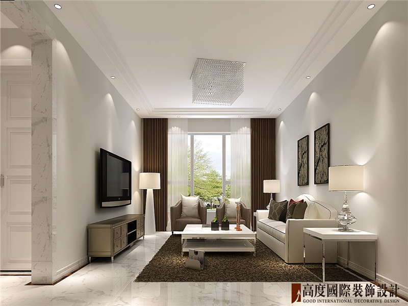简约 公寓 白领 80后 小资 客厅图片来自北京高度国际装饰在西山壹号院180㎡简约的分享