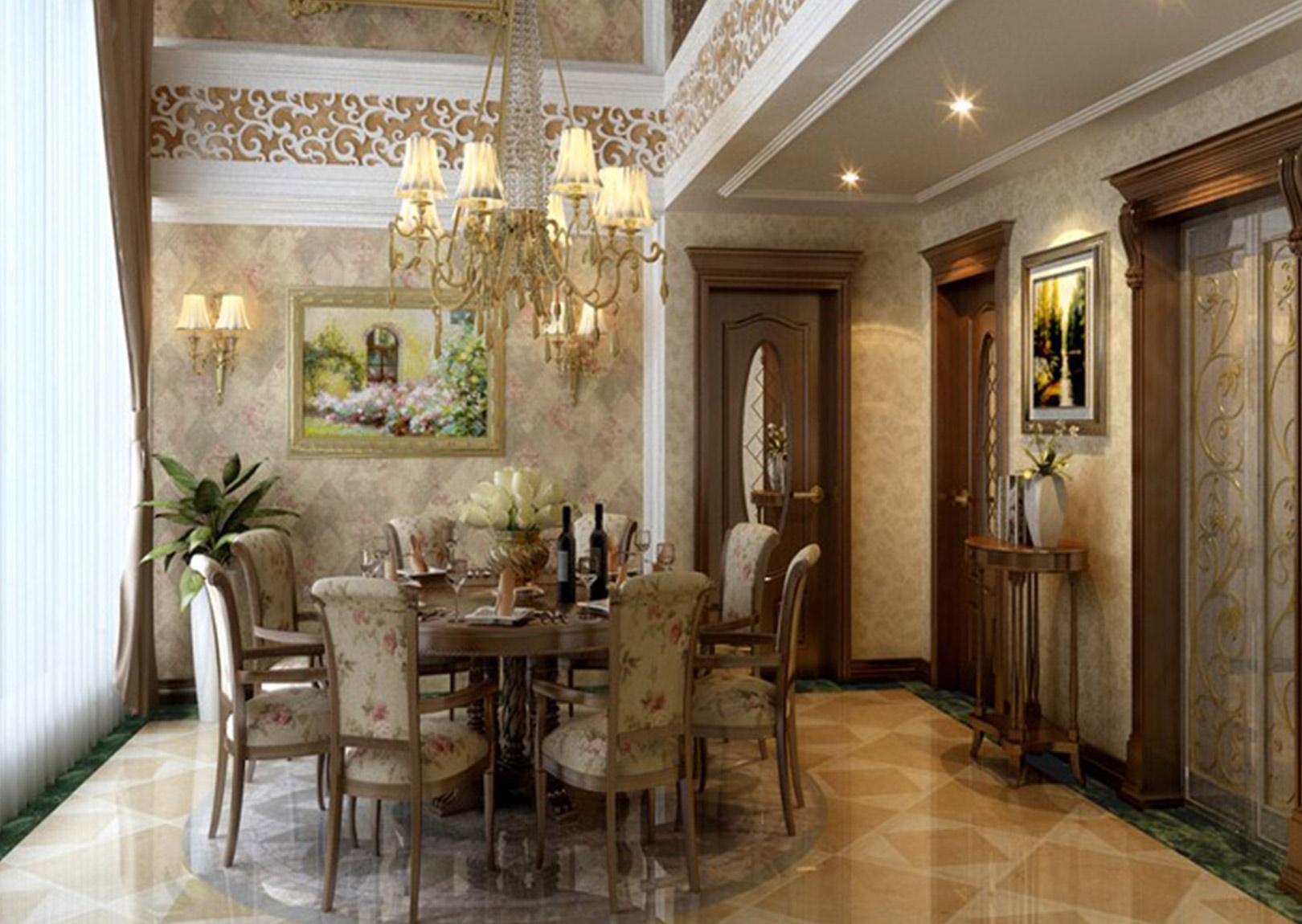 餐厅图片来自北京紫禁尚品装饰刘霞在顺义别墅经典欧式风格作品的分享