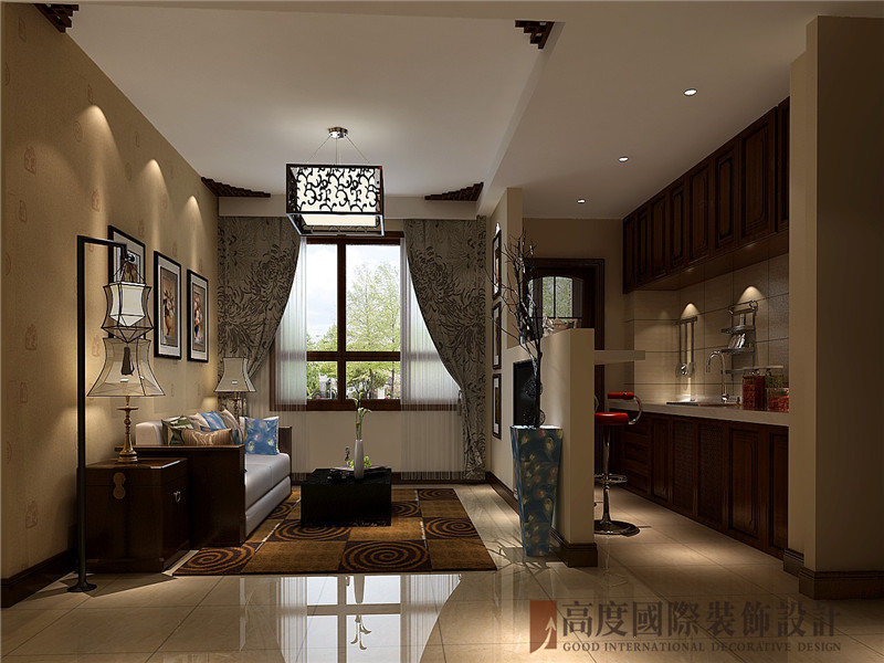 新中式 二居 简洁 白领 小资 客厅图片来自北京高度国际装饰在八家佳苑93平米新中式的分享