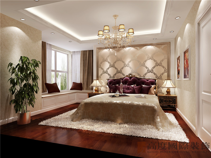 简约 欧式 三居 80后 小资 卧室图片来自北京高度国际装饰在K2百合湾120㎡简欧风格的分享