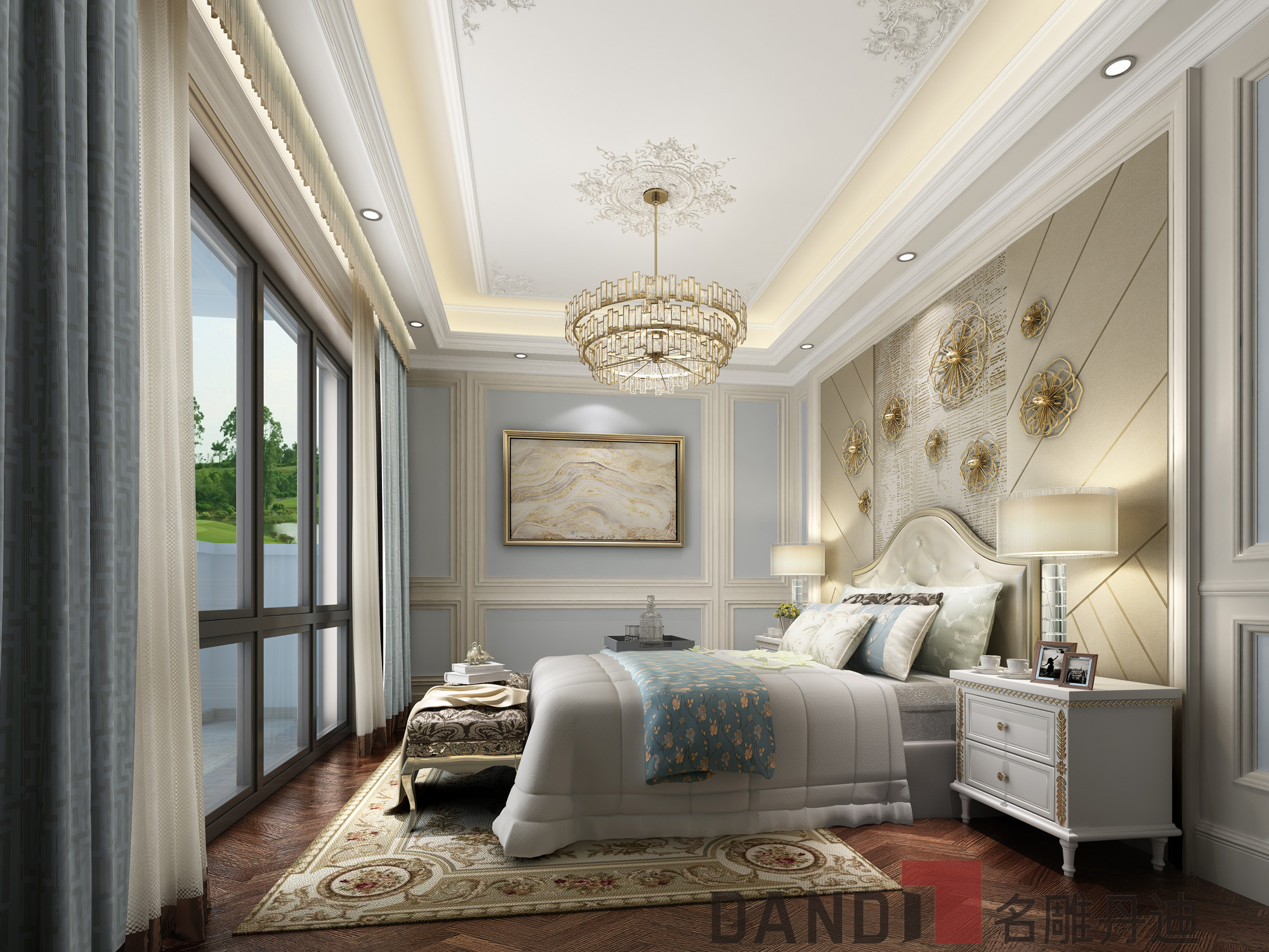 欧式 别墅 白领 小资 卧室图片来自在欧式风格观澜高尔夫别墅的分享