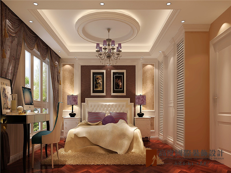 混搭 别墅 高帅富 小资 白富美 卧室图片来自高度国际姚吉智在280平米混搭风格别墅美到极致的分享