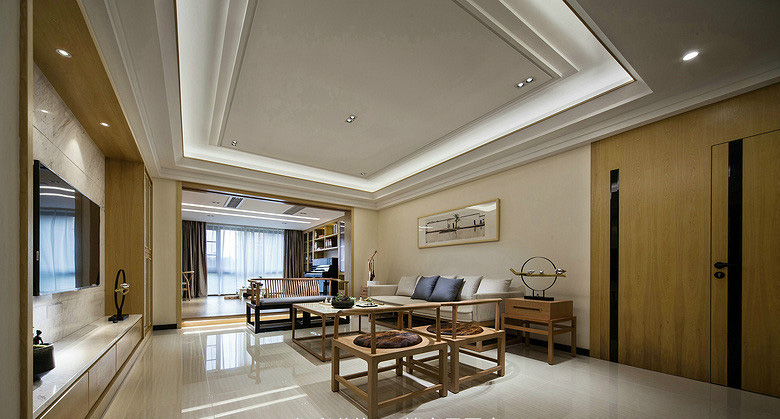 客厅图片来自家装大管家在淡雅时尚 106平新中式舒适3居室的分享