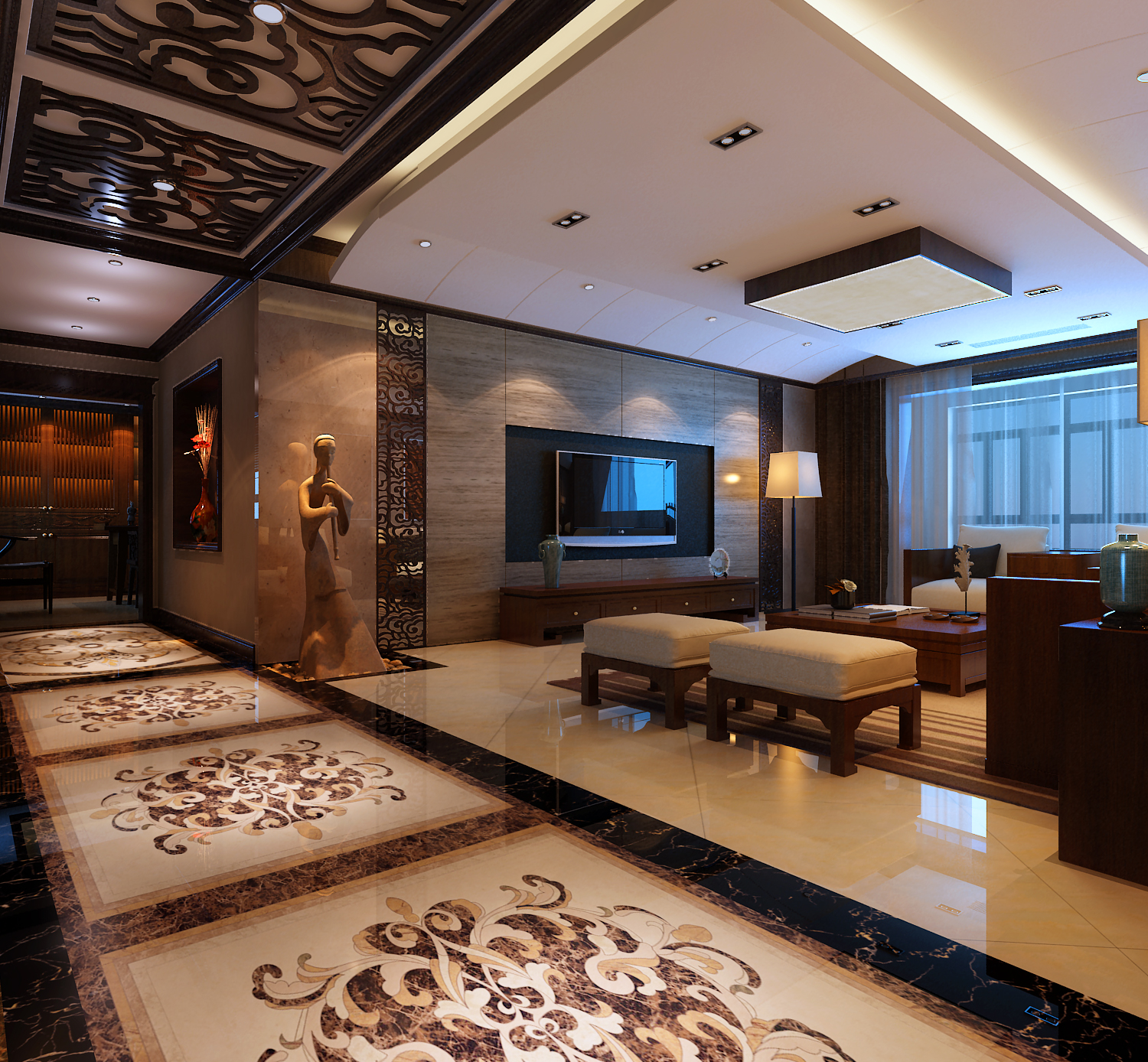 别墅 客厅 卧室 厨房 餐厅图片来自莫大装饰在中式风格的分享