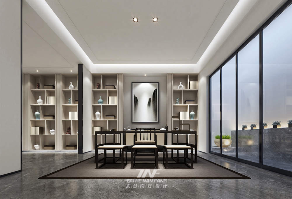 新中式风格 样板房设计 别墅设计 书房图片来自王五平设计在柳州冠亚宽庐双拼别墅样板房的分享