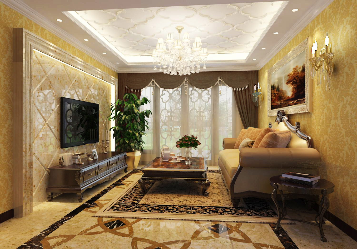 客厅图片来自天津生活家健康整体家装在国耀紫溪-别墅欧式风格设计案例的分享
