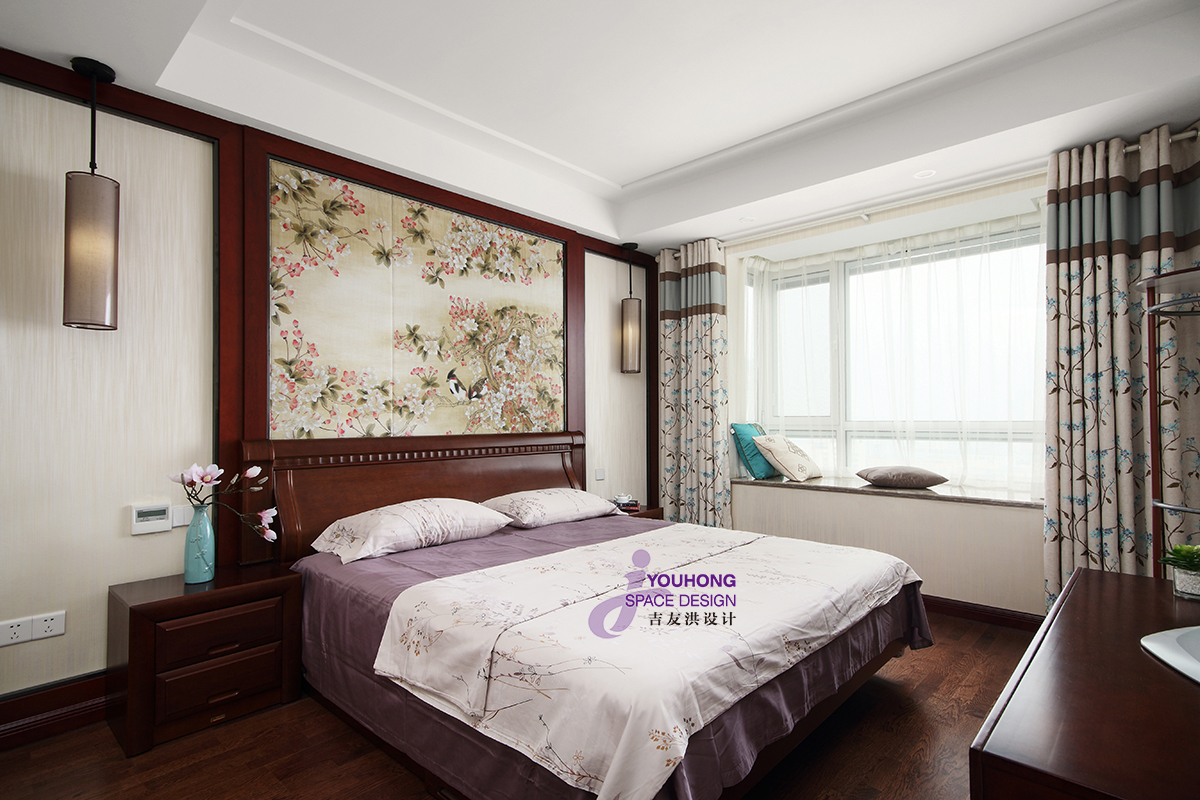 三居 80后 白领 小资 新中式 卧室图片来自无锡吉友洪设计工作室在黄山湖的分享