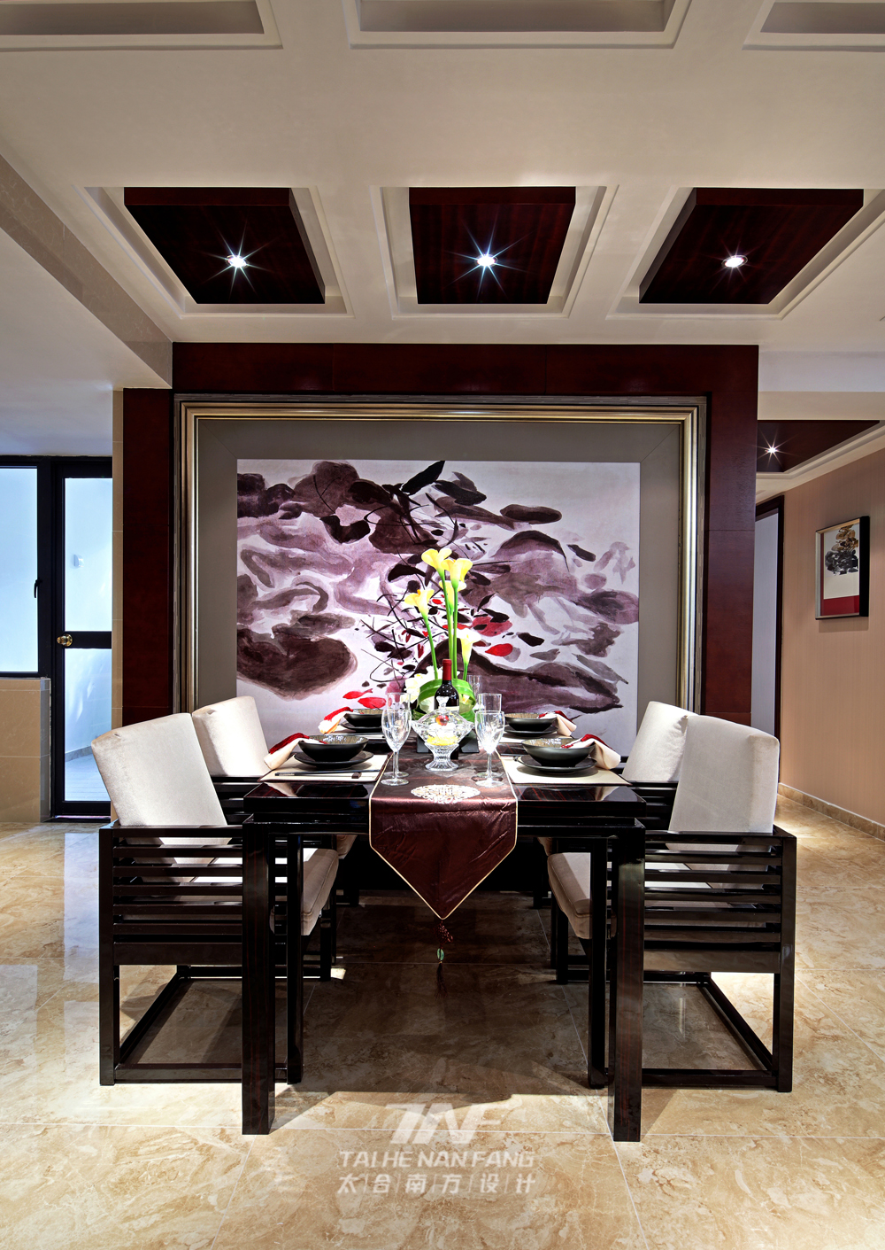 中式风格　 样板房设计 三居 餐厅图片来自王五平设计在广西来宾海德堡三号样板房的分享
