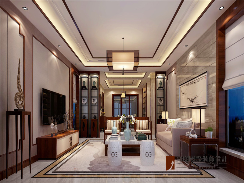中式 新中式 别墅 小资 高帅富 客厅图片来自高度国际姚吉智在230平米新中式别墅醉美东方的分享