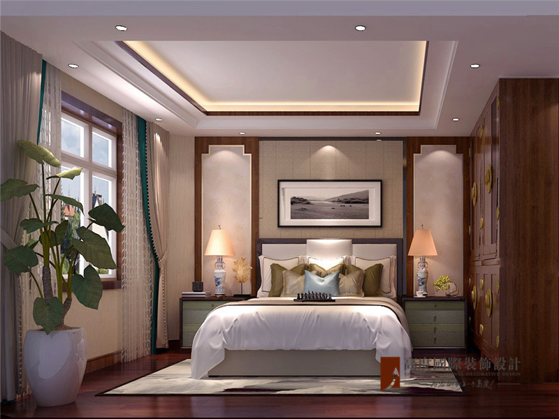 中式 新中式 别墅 小资 高帅富 卧室图片来自高度国际姚吉智在230平米新中式别墅醉美东方的分享