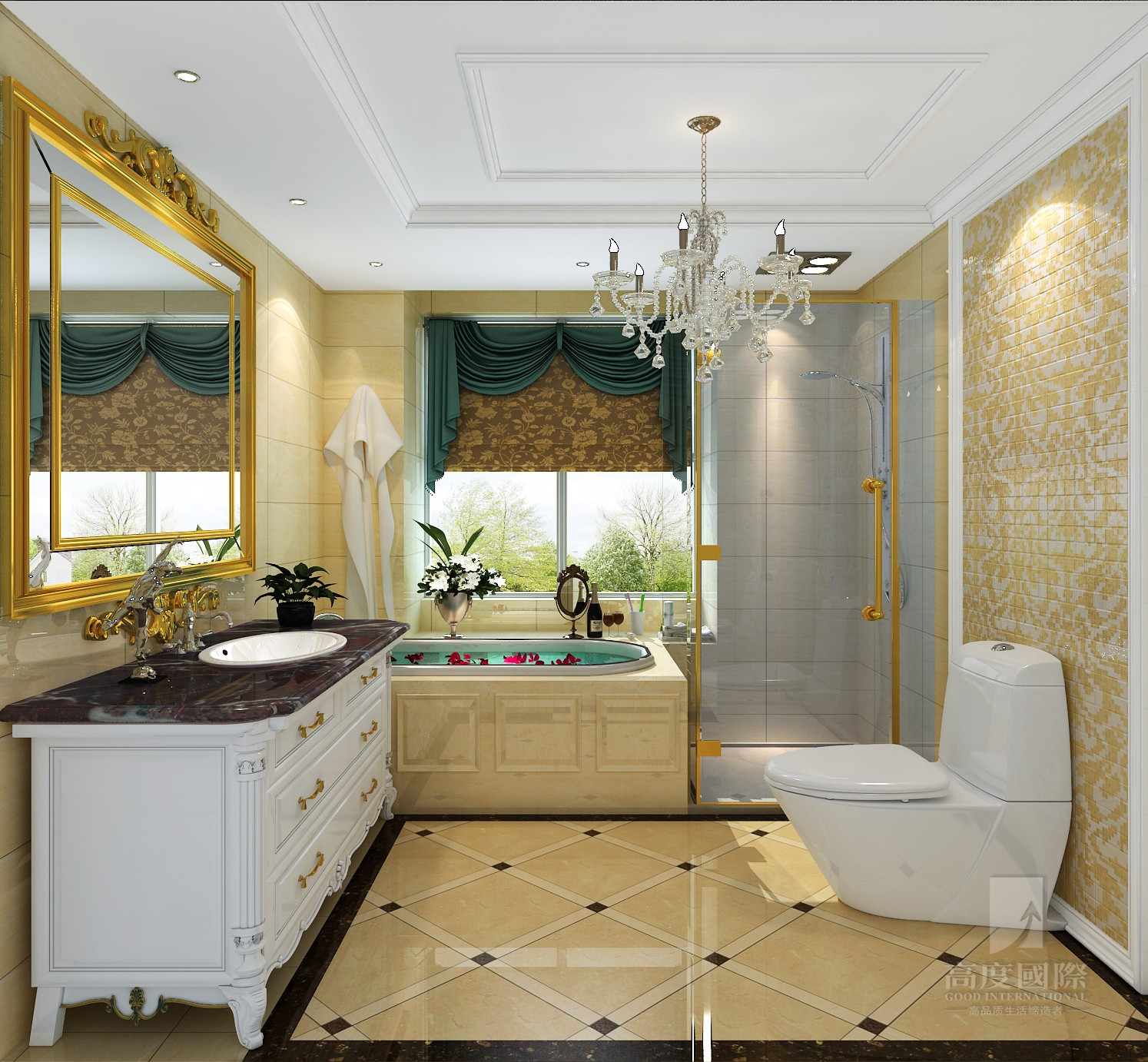 欧式 别墅 高度国际 卫生间图片来自杭州别墅装修设计在富春玫瑰园350方别墅欧式风格的分享