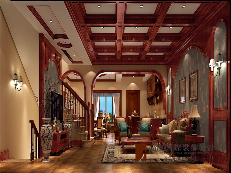 美式 新古典 别墅 小资 高帅富 80后 客厅图片来自高度国际姚吉智在300平米美式新古典低调与奢华的分享
