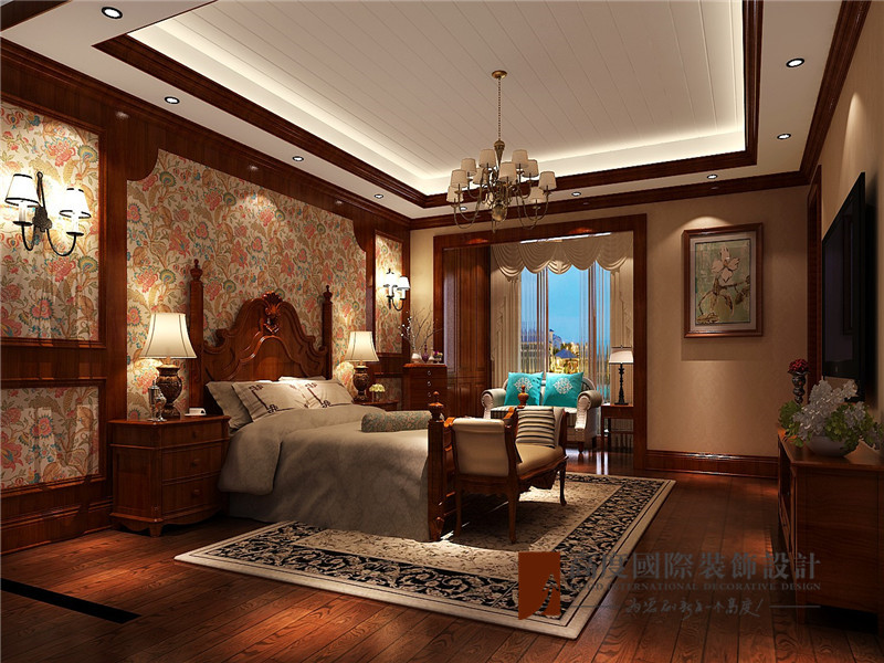 美式 新古典 别墅 小资 高帅富 80后 卧室图片来自高度国际姚吉智在300平米美式新古典低调与奢华的分享
