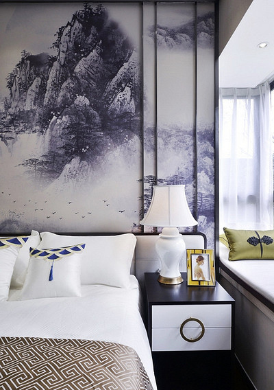 卧室图片来自家装大管家在清雅含蓄 103平现代中式3居室的分享