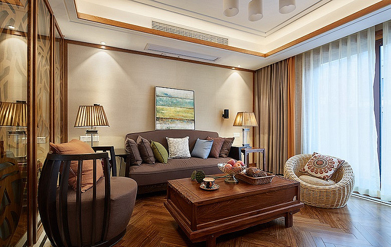 客厅图片来自家装大管家在158平闲适之家 东南亚异域风情的分享