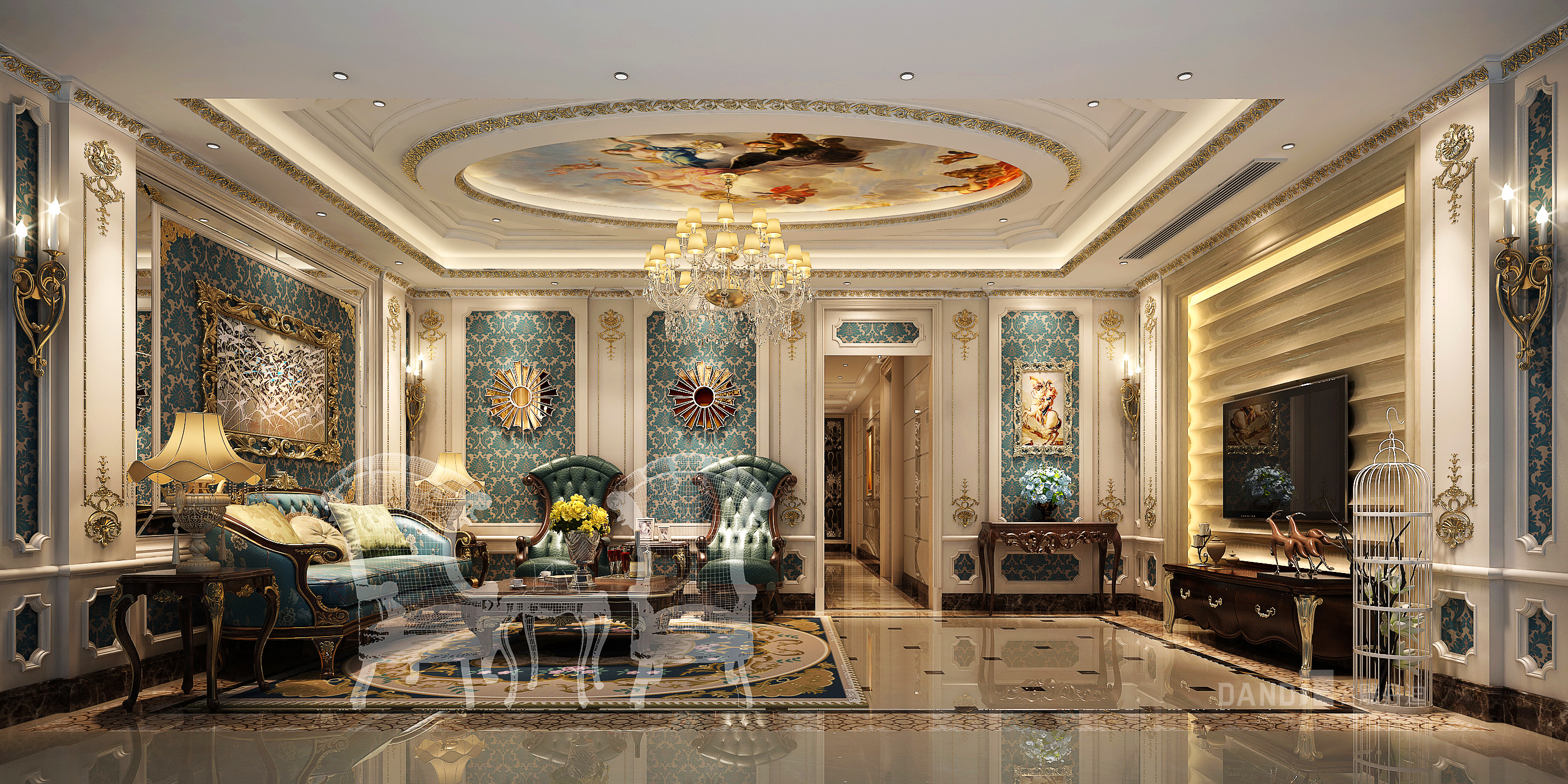 欧式 混搭 别墅 法式 客厅图片来自在九号公馆法式风格装修的分享