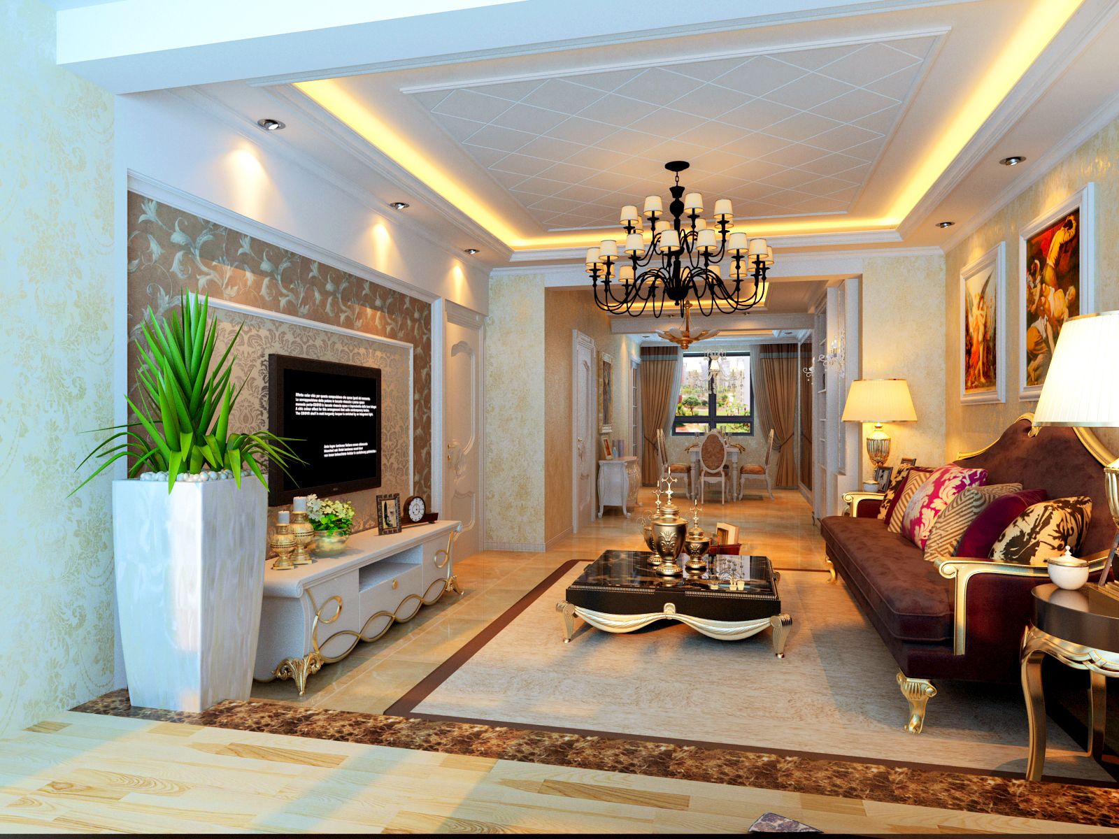 三居 东方银座 美式风格 客厅图片来自百家设计小刘在东方银座130平美式风格半包45000的分享