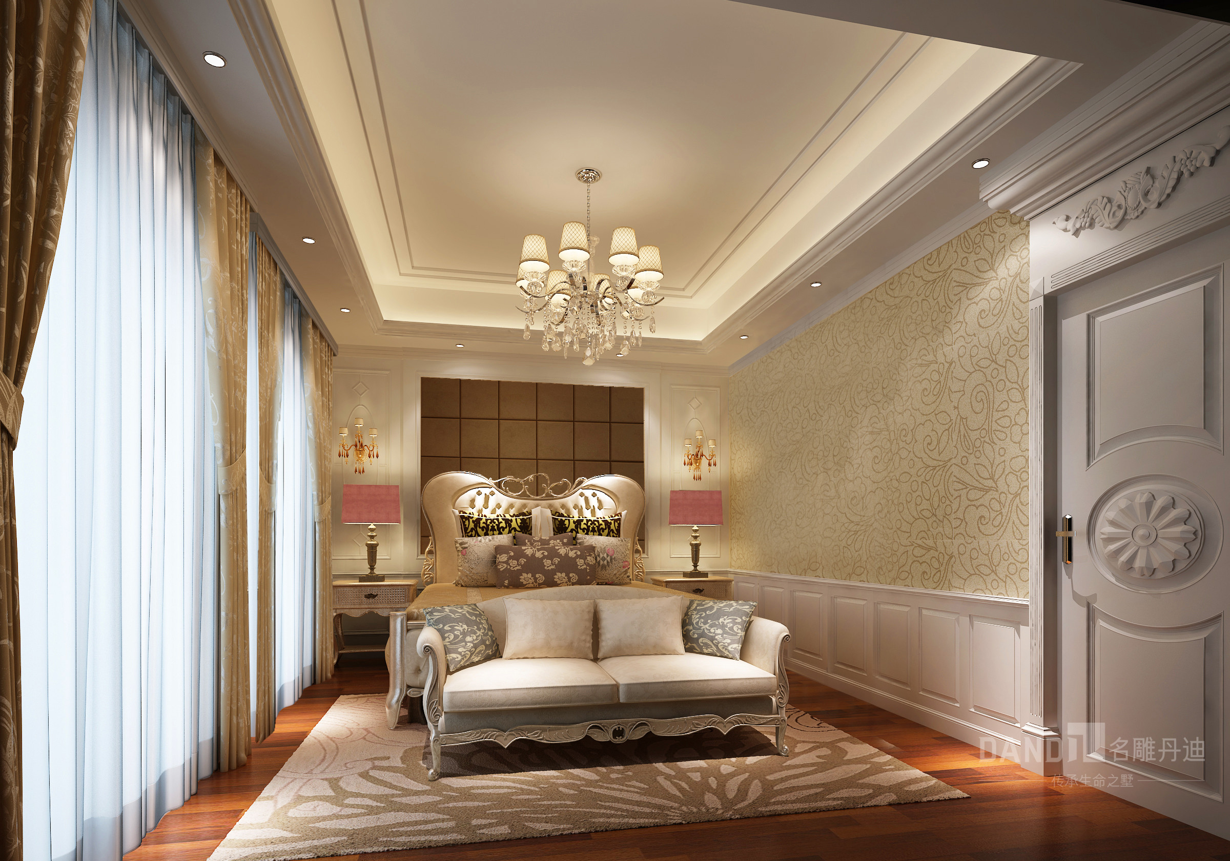 欧式 别墅 白领 卧室图片来自在观澜高尔夫欧式风格装修的分享