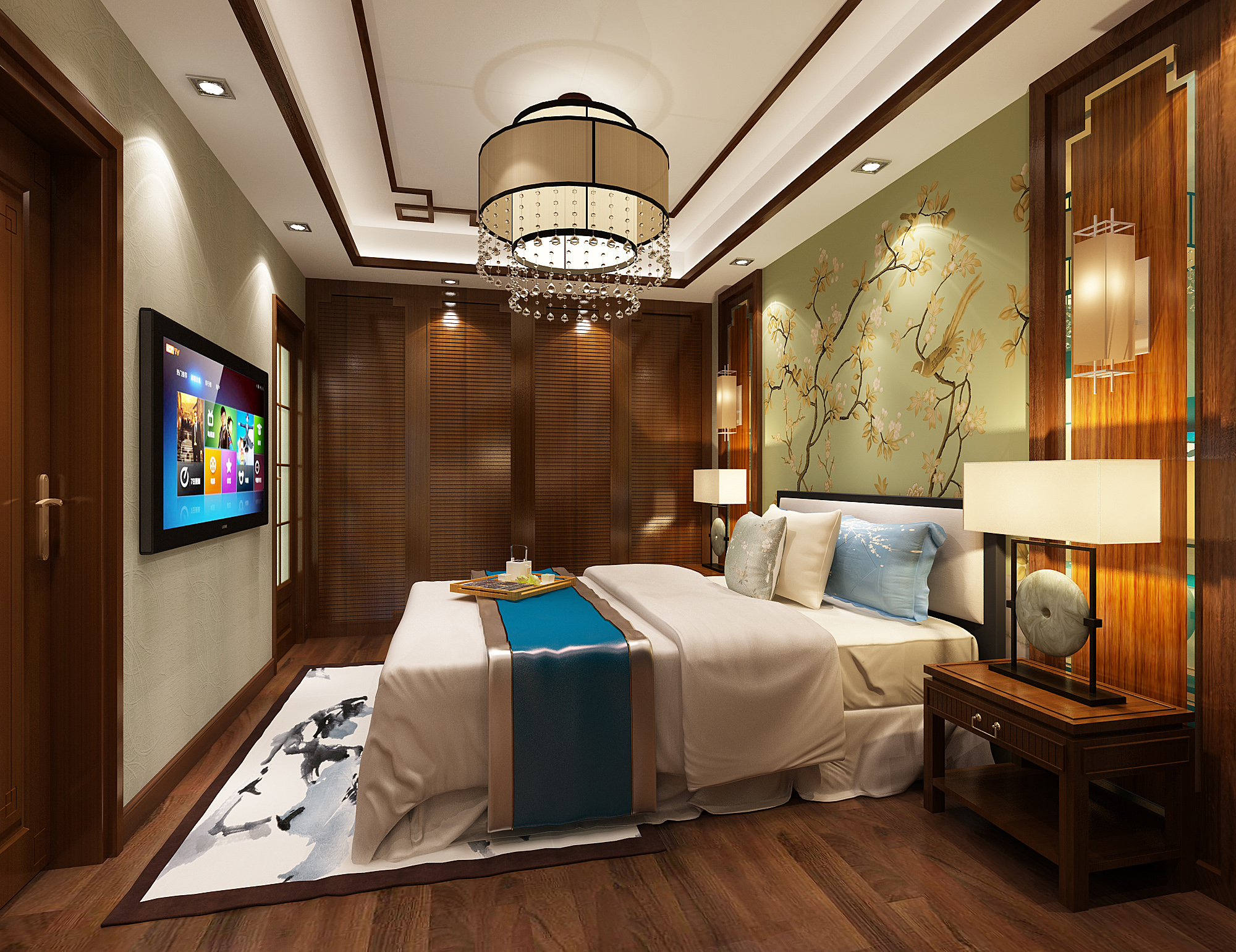 中式 风格 二居 卧室图片来自轻舟装饰-90后的华仔在融城-120平米-中式风格的分享