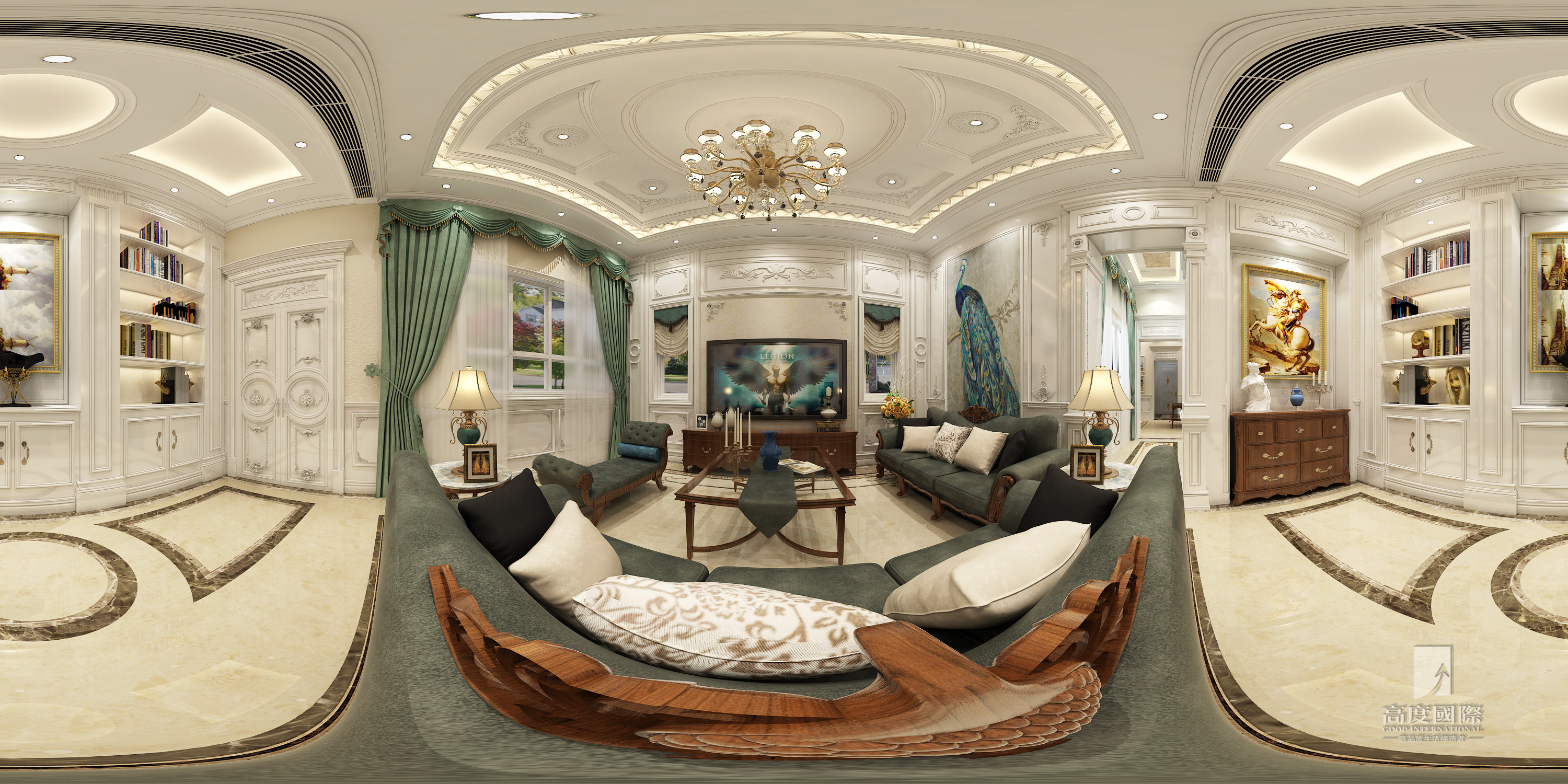 别墅 法式风格 客厅图片来自杭州别墅装修设计在400方排屋别墅筑造法式风格的分享