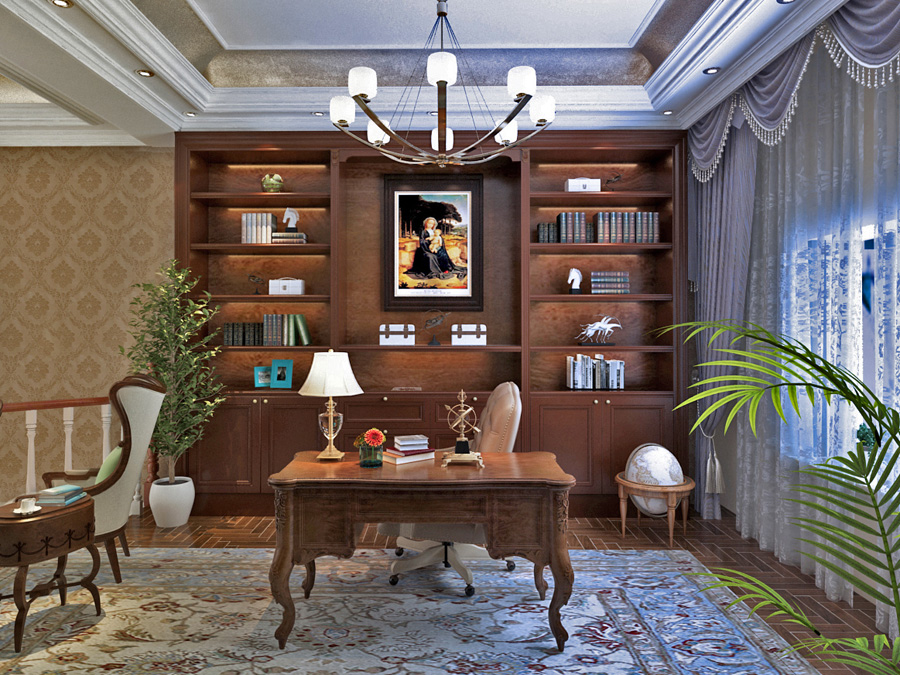 书房图片来自天津生活家健康整体家装在旺海公府-别墅美式风格设计案例的分享