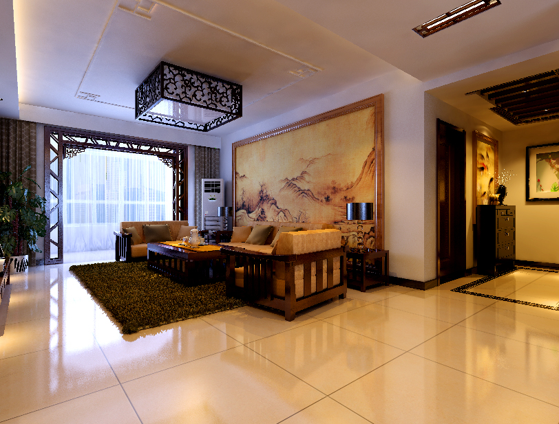 小资 简约 客厅图片来自西安峰光无限装饰在荣德-棕榈阳光140㎡新中式的分享