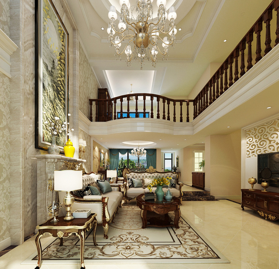 客厅图片来自天津生活家健康整体家装在旺海公府-别墅欧式风格设计案例的分享