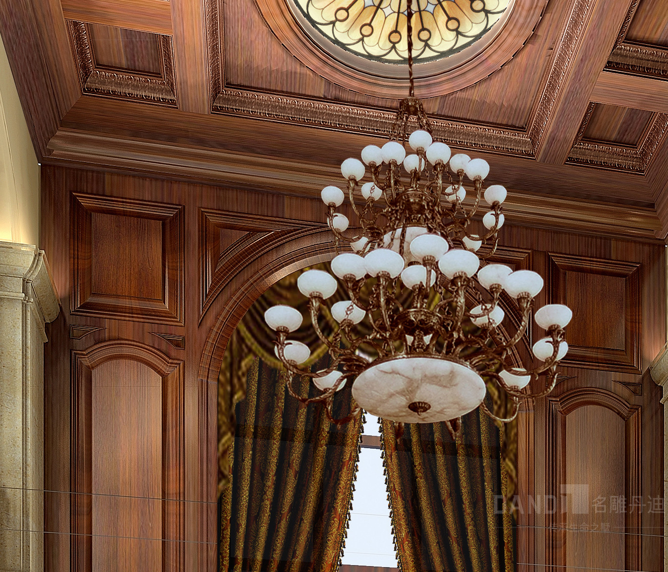欧式 美式 混搭 别墅 客厅图片来自名雕丹迪在观澜大宅别墅美式风格装修的分享