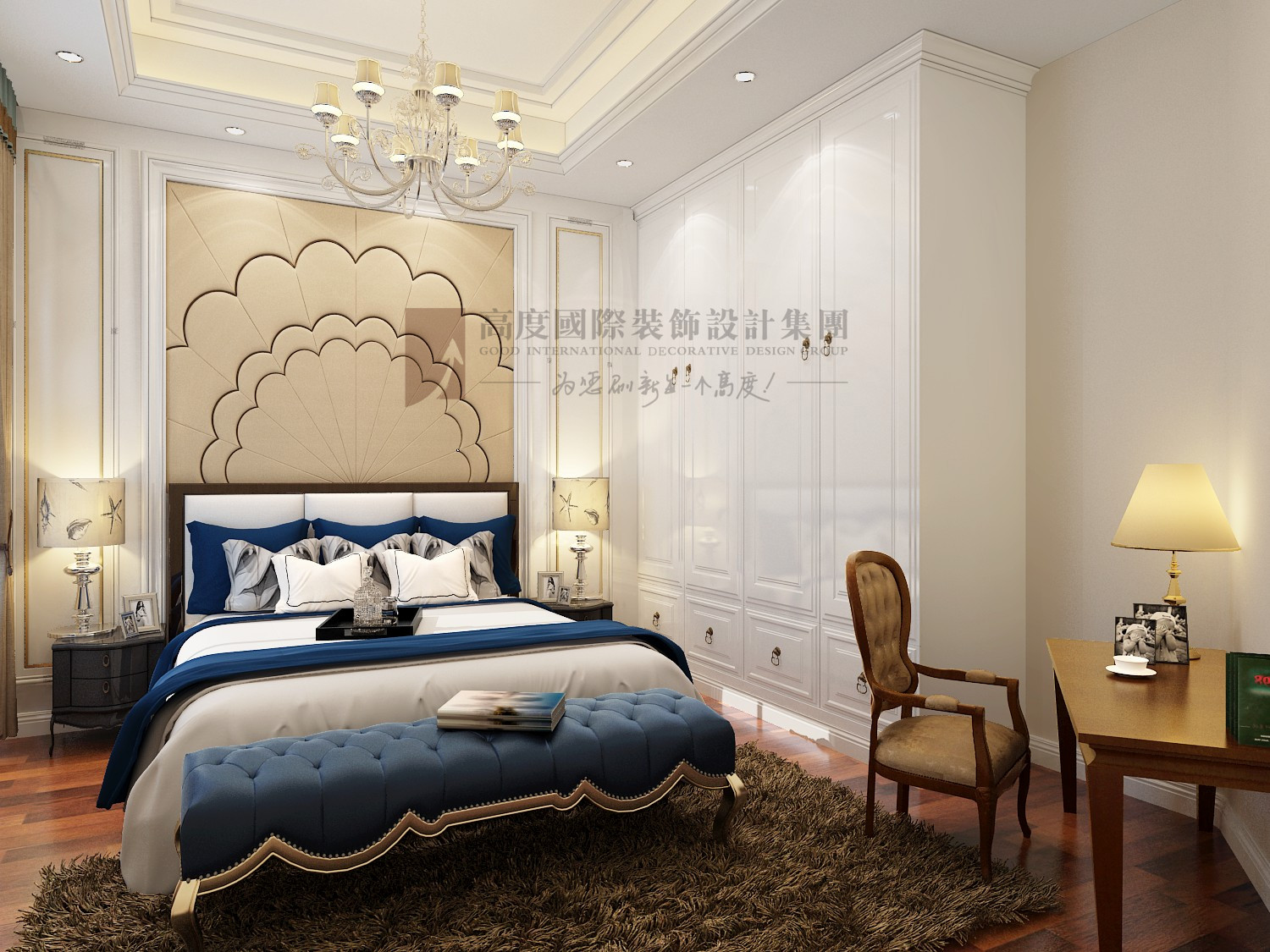 欧式 高度国际 卧室图片来自杭州别墅装修设计在230方大平层筑造欧式风格的分享