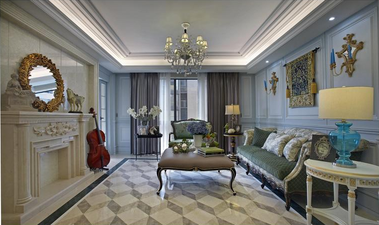 北京 公寓装修 设计 欧式风格 客厅图片来自北京紫禁尚品装饰刘霞在华馨公寓158平欧式装修作品的分享