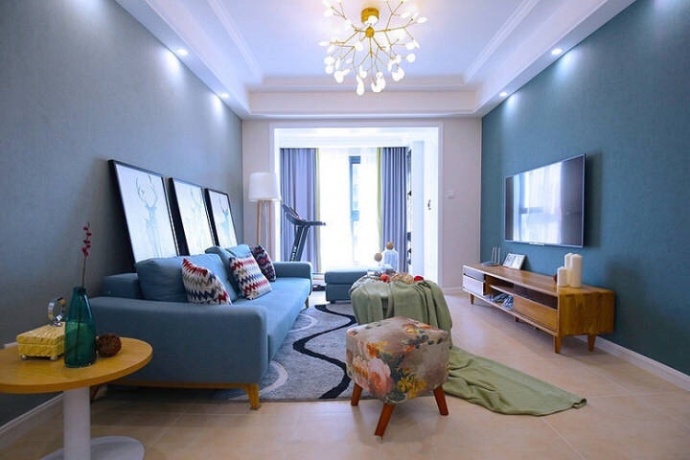 北欧 三居 客厅图片来自北京今朝装饰装修达人在89平北欧三居的分享